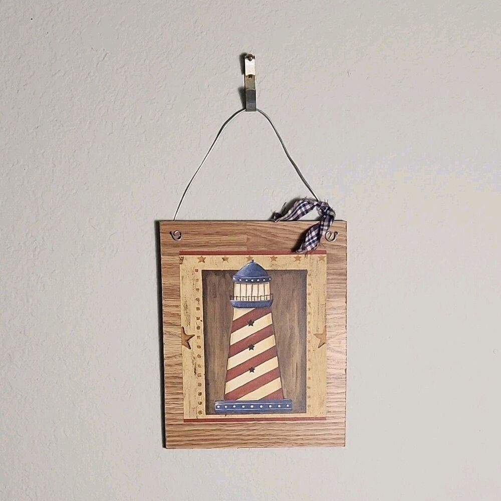 Nautical Wood Wall Decor Set Lighthouse Sailboat Ship Wheel Coastal Beach Art